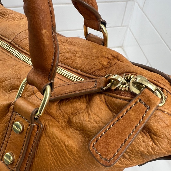 J. Crew 🧡 Marlow Cognac Brown Leather 🧡 Two Tone Hobo Bag Purse Tote - Picture 7 of 15